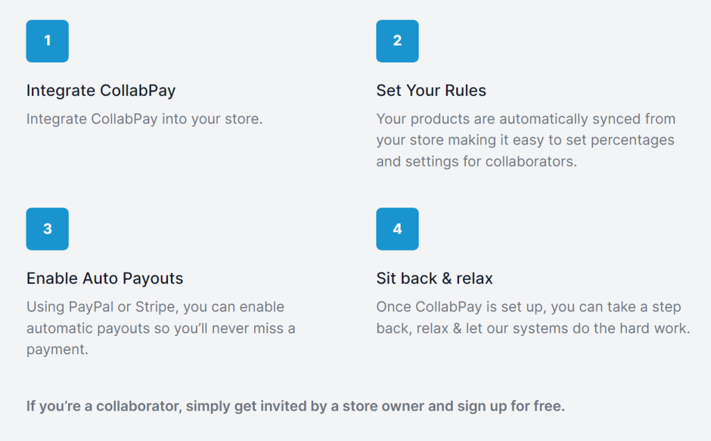 Four steps to getting CollabPay up and running.