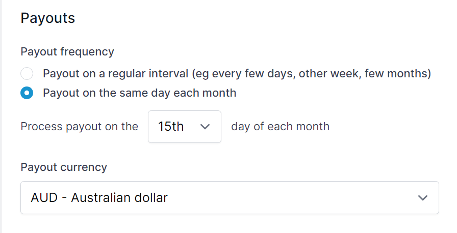 Payout frequency