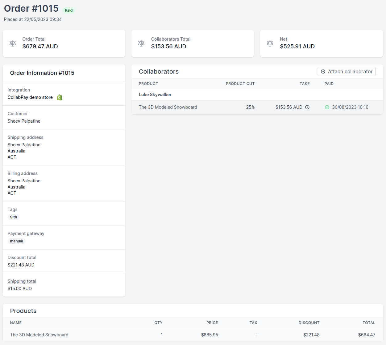 Split breakdown | CollabPay Documentation