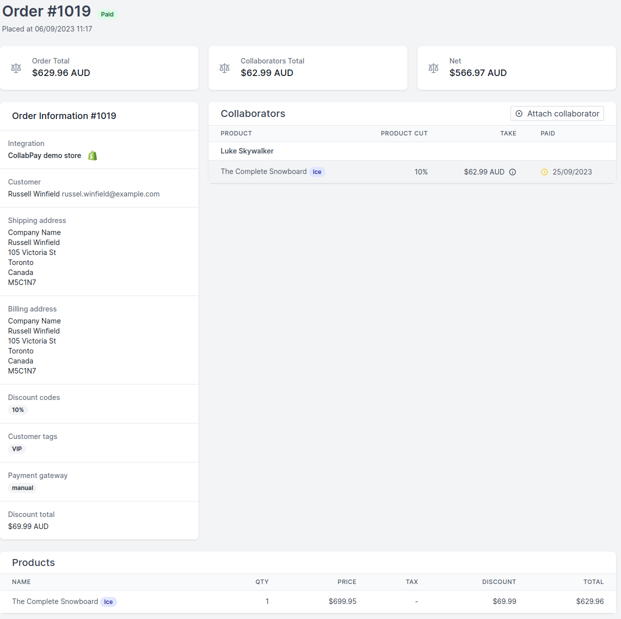 Split breakdown | CollabPay Documentation